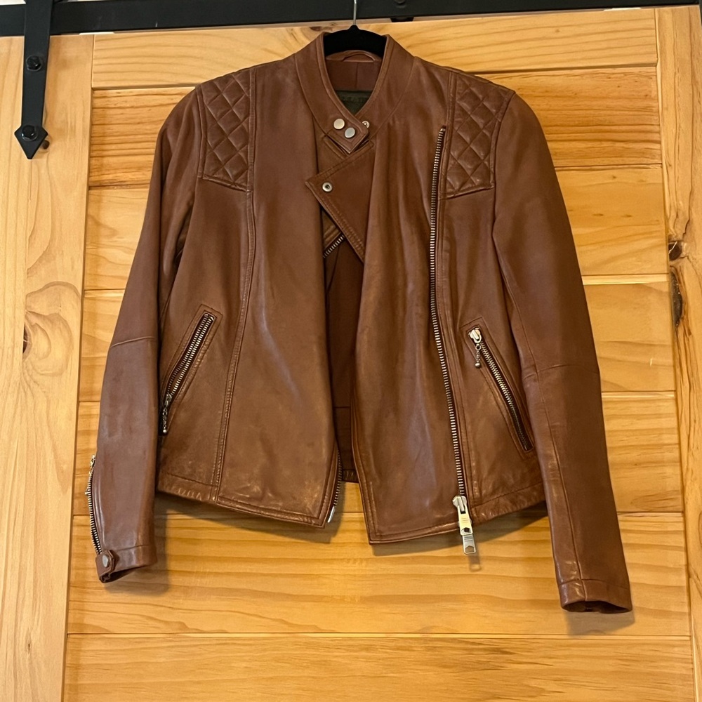All Saints Tan Leather Jacket